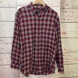 Chaps Men's Button Down Plaid Long Sleeve Shirt - size L